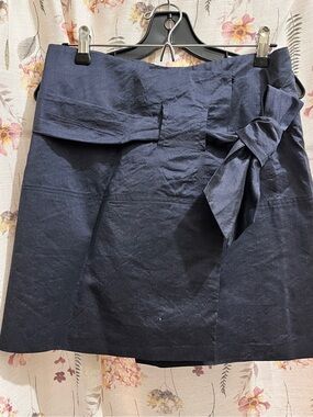 High-Waist Navy Mini Skirt with Side Bow